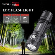 TOWILD BC10 EDC 手電筒 便攜式可充電 4000流明 IPX8 高功率 LED 手電筒 21700 適用於露營戶外照明