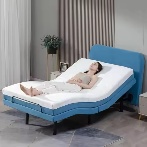 Luxury Adjustable Bed with Memory Foam Mattress Folding Control Frame, Electric Bed Base for Home Ho