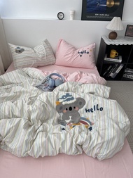 Cute Bunny Towel Stitch Waterwashed Cotton Bedsheet 1.5m