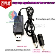 USB 5V DC to 9V/12V DC current conversion cable with round pin 5.5mm, 3.5mm