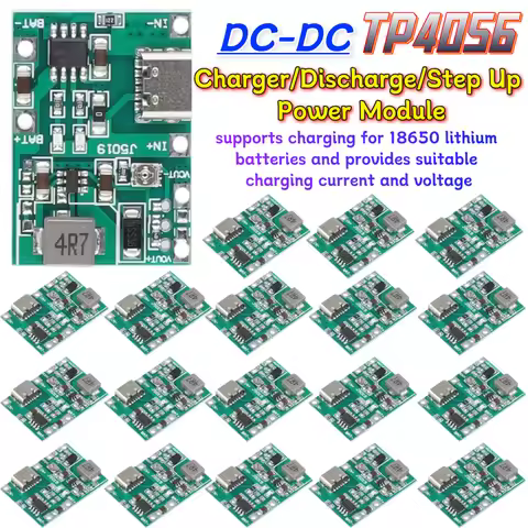 TP4056 Boost Module 50~1PCS Type-C Charger Discharge Power Board 5V 2A Charging Step Up Boost Module
