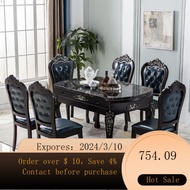 superior productsEuropean-Style Dining Table and Chairs Set Solid Wood Marble Retractable Dining Table Folding Table Hou