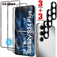 Compatible For Samsung Galaxy S24 Ultra Plus - Black Print Unlock Screen Film - 6 in 1 Tempered Glas