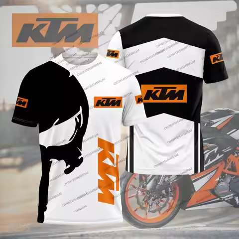 KTM Men's Summer Motorcycle T-Shirt 3D Print Breathable Quick Dry Casual Tee for Motocross Biker Rid