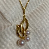 MIKIMOTO K18 18K 750 akoya sea pearl gold pedant necklace
