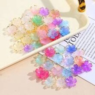 50-100Pcs 19mm Gradient Gold Rim Acrylic Cherry Blossom Petals DIY Craft Beads