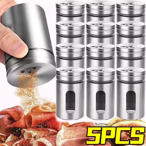 Stainless Steel Seasoning Jar Condiment Salt Sugar Shaker Pepper BBQ Spice Storage Box Powder Bottle