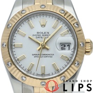 勞力士 Datejust 26 女士腕錶，鑲鑽錶圈，已翻新，Datejust 26 179313 (D淨化草本)，帶原裝錶盒、保修卡，K18YG/SS 錶殼，白色，拋光，2005 年，成色極佳 []