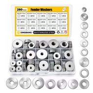 260Pcs Fender Washer Assortment Kit304 Stainless Steel Assorted Washers15 Sizes M3 M4 M5 M6 M8 M10 M