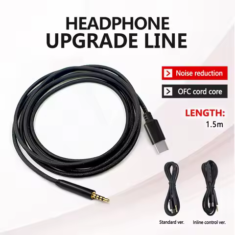 USB C to 2.5MM Headphone Upgrade Cable with Mic Inline Control Audio Line for BOSE 700 QC25 QC35 OE2