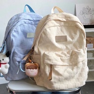 ญี่ปุ่นกระเป๋าสะพายหลังลายกริดสไตล์น่ารัก ขนาดกลาง สำหรับนักเรียนหญิง backpack กระเป๋าเกาหลี