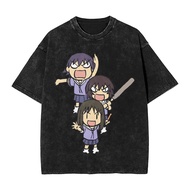 【 Azumanga】graphic 100% Heavyweight cotton Washed short-SLEEVE T-shirt for men