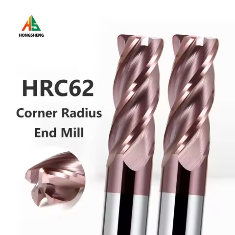 HRC62 Corner Radius End Mill CNC R Bull Nose Milling Cutter Metal Router Tungsten Carbide Steel Tool