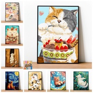 Sawg-stretched frame-/32*40cm/40*50/50*60- Color by number painting - Lazy cat stretched frame-