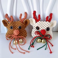 手作編織macramé聖誕鹿袋-棕色手機包包 編織包包