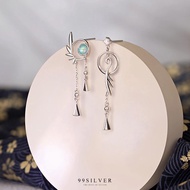 Green Heron Earrings The Legendary Animal Of The East Decorated With Opal (E51)