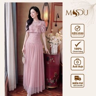 MDU Party Dress MDU6382 Soft Mesh Chiffon Sweet Pink