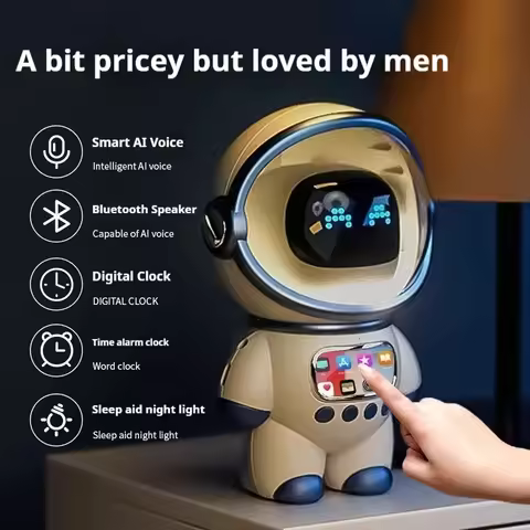 Ai Smart Ai Voice Chat Robot Bluetooth Speaker Digital Alarm Clock Sleep Aid Night Light Home Kids C
