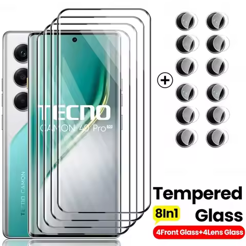 For Tecno Camon 40 Pro 5G 4G Case 8 In 1 Tempered Glass Curved Screen Protector Camon40Pro Camon 40P