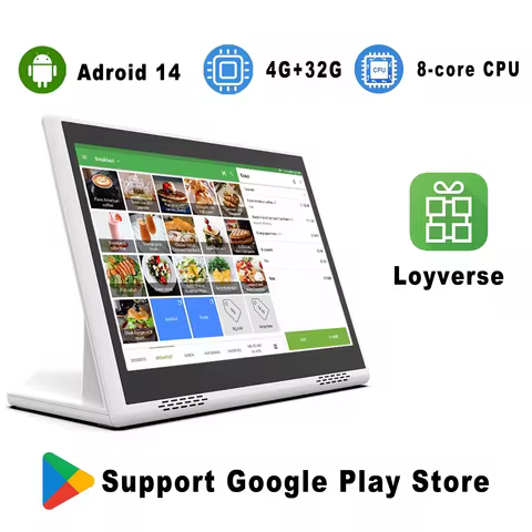 10.1 Inch 8-core Android 14 Desktop POS 4G+32G Restaurant POS Loyverse Supported L Shape Menu Tablet