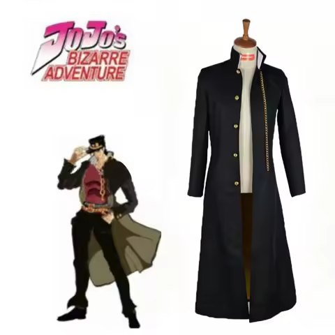 JoJo's Bizarre Adventure Jotaro Kujo Cosplay Costume Black Coat Jacket Halloween Carnival Party Outf