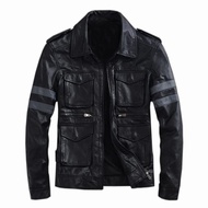 Men's Black Resident RE6 Evil Leon S Kennedy Leather Jacket | Men's Motorcycle Leather Jacket Genuin