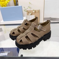 BUJA PA Summer New Style Retro Style Canvas Toe-Covered Thick-Soled Sandals Cool Breathable Hollow W