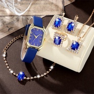 New Style Square Roman Watch Gem Bracelet Set Square Belt Watch+Square Gem Bracelet Set