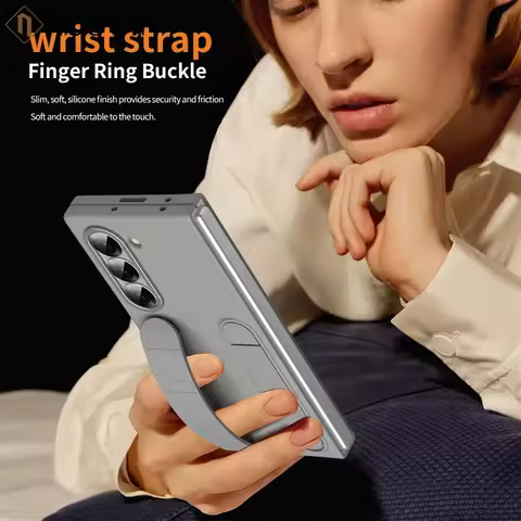 Original Standing Wrist Strap Case For Samsung Galaxy Z Fold 6 5 4 3 Fashion Matte Ultra Thin Hard P