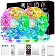 L8star Battery Powered Led Strip Lights, 2x16.4Ft (32.8Ft),Two Sets of Strip Light with 4 AA Battery