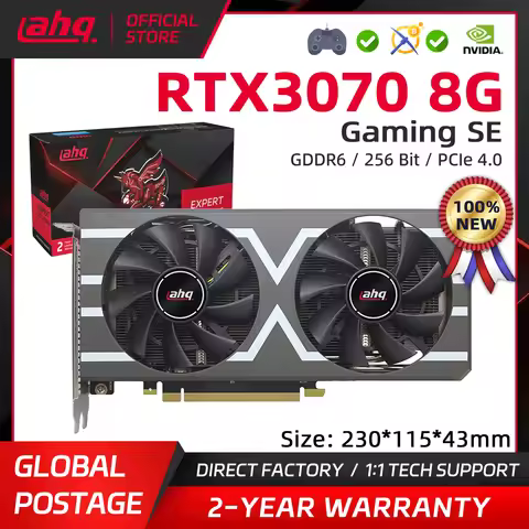 AHQ Graphics Card RTX 3070 8GB GDDR6 GPU NVIDIA Computer PC 256bit PCI Express X16 4.0 RGB Gaming Vi