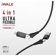 iWALK 4-in-1 Charge &amp; Sync Cable - BK (60W PD &amp; QC3.0) [CST025CC-001A-ES-SG]