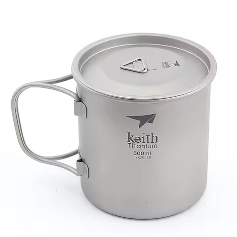Keith Titanium Cup Titanium Water Mugs Camping Cups Ultralight Travel Mug With Folding Handle Titani