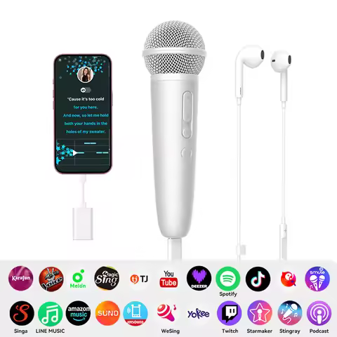 Asmr Recording microphone with Earphone Feedback, karaoke Mic Works with Spotify,Smule,YouTube,TJ ka