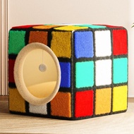 Cat Nest Cube Pattern Detachable Portable Foldable Multi-Functional 3D High-End Warm Cat Nest