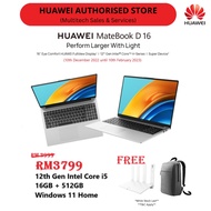 HUAWEI MateBook D16 Laptop 16GB + 512GB 12th Gen Intel Core i5-12450H Processor FREE Backpack