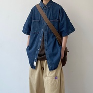 Joyzone Phong Cách Nhật Bản Mùa Hè Mới Quần Jean Nam Áo Sơ Mi Dáng Rộng Ngắn Tay Cặp Đôi Áo Khoác Ng