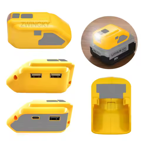 DCB090 Power Source Charger Converter Battery Adapter For Dewal 18V 20V Lithium Battery With USB Typ