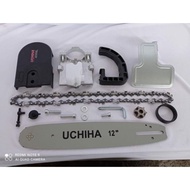 Mesin Chainsaw Mini 12In Gergaji Pemotong Kayu Uchiha Lengkap