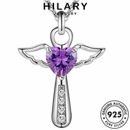 HILARY JEWELRY Creative Accessories Sterling Women Leher Original Sapphire Angel Necklace Pendant 純銀項鏈 Rantai 925 Korean For Wings Chain Perempuan Silver Perak N494