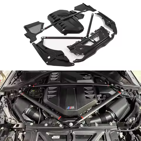 For BMW M2 M3 M4 G87 G80 G82 Dry Carbon Fiber Engine Cover Strut Brace Slam Panel ECU Cover Air Inta