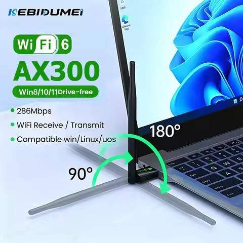 KEBIDUMEI Wifi Antenna Signal Receiver WIFI6 AX300 802.11AX Network Card 900M/300Mbps USB WiFi Wirel