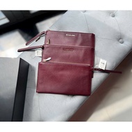 [Buy in the US] Plum red leather MK Clutch, size 25cm