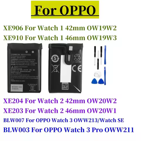 New XE906 BLW007 BLW003 XE910 XE204 XE203 Battery For OPPO Watch 1 2 3 SE Pro 42mm 46mm OW19W2 OW19W