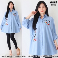 KEMEJA Shirt Wanita Estilo Shirt Soft Blue Long SleeveTSM G6E9 premium Quality Multipurpose Pay on D