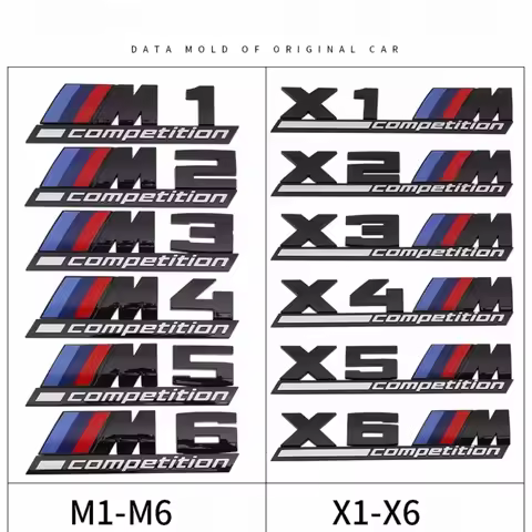 Glossy Black COMPETITION Bar Underlined Emblem for BMW M1 M2 M3 M4 M5 M6 M7 M8 X3M X4M X5M X6M Car T