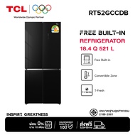 TCL ตู้เย็น Free Builtin สี่ประตู สีดำ ขนาด 18.4Q 521 ลิตรรุ่น RT52GCCDB ดีไซน์หรูหรา ระบายความร้อนด