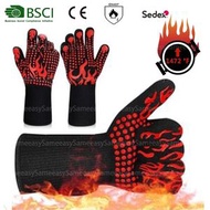 #N/A - 耐高溫932°F隔熱防燙手套 紅色小火