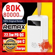 Remax Original 80000 mAh Power Bank  22.5w PD QC Quick Fast Charging  USB C Type C Output  RPP-266 /