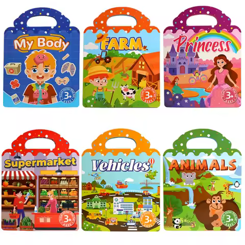 1 Book Jelly Sticker Book Quiet Book DIY Fun for Children's Scene Stickers Repeatedly Paste Puzzle S